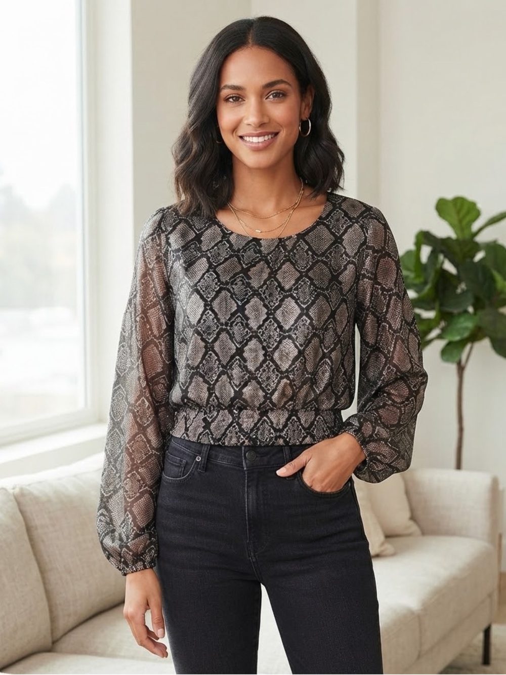 19 Cooper Snake Print Blouse